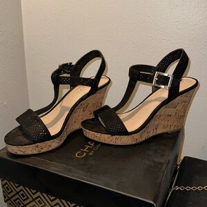 Black suede wedge heels Charles by Charles David.